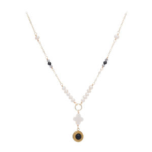 <span class=keywords><strong>Collier</strong></span> Croix en Perle Naturelle et Aigue-marine 2026, Plaqué Or 18K, Acier Inoxydable Anti-ternissement, Esthétique, Vente en Gros pour Femmes - Product Image 6
