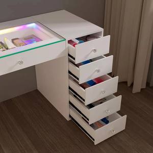 <span class=keywords><strong>Tocador</strong></span> Antiguo Grande e Inteligente para Dormitorio, Color <span class=keywords><strong>Blanco</strong></span>, <span class=keywords><strong>sin</strong></span> <span class=keywords><strong>Espejo</strong></span>, <span class=keywords><strong>Tocador</strong></span> de Madera con Tapa de Cristal y Luz Interior para Dormitorio - Product Image 6