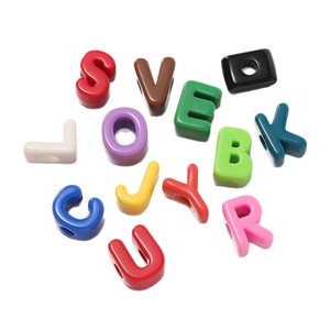 Perles en acrylique à gros trous, perles colorées de l'alphabet anglais pour la fabrication de bijoux et bracelets DIY, petite taille - Product Image 5