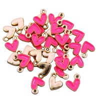 100 pc/sac personnalisé mode plaqué or émail en forme de coeur délicat délicat collier pendentif à breloque bijoux meilleur charme
