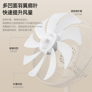 Ventilateur sur pied Fusto de 14 pouces avec 9 pales, débit d'air élevé, 3 vitesses, fonctionnement silencieux pour la maison, le bureau, le dortoir - Product Image 3