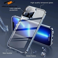 Clair 360 Protection Complète En Métal Magnétique Double Face En Verre Pour iPhone 16 15 14 12 11 13 Pro Max Plus Couverture De Pare-chocs