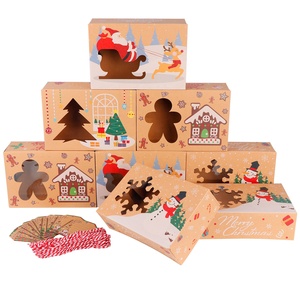 OurWarm Nouveau Design 12PCS Sacs d'emballage en papier pour gâteaux et biscuits avec fenêtre Noël 2.7x5.9x8.7 pouces - Product Image 1