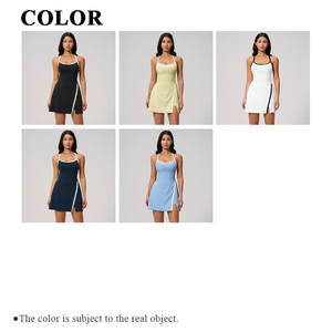 Vestido de Tenis <span class=keywords><strong>Venka</strong></span> JS491 Transpirable de Secado Rápido, Cuello Redondo, Tirantes en Contraste, Tirantes en T, Vestido de Yoga con Relleno Extraíble en el Pecho - Product Image 3