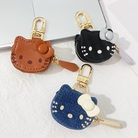 Porte-clés breloque chat mignon, mini pochette de rangement pour boucles d'oreilles, organisateur de bijoux pour filles, cadeau pendentif adorable