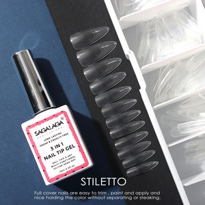 SAGALAGA 500 <span class=keywords><strong>Uñas</strong></span> Postizas Acrílicas Transparentes Estilo Stiletto, Medianas y Largas, Puntas <span class=keywords><strong>Puntiagudas</strong></span>, Veganas, Libres de Crueldad Animal, Cobertura Total, Estilo Francés - Product Image 5