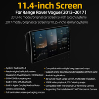 Pour Range Rover Vogue 2013-2017, écran tactile Android 11,4 pouces, GPS intégré, CarPlay sans fil, navigation automatique DSP pendant 1 an
