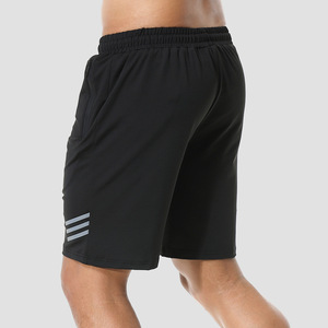 Casual Quick-Drying Anti-Wrinkle Loose Fit Drawstring Closure Men's Breathable Polyester Joggers <b>Zip</b> <b>Pocket</b> Knitted <b>Shorts</b> Gym - Product Image 5