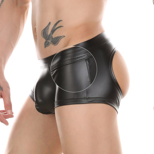 Boxer da <span class=keywords><strong>Uomo</strong></span> in Ecopelle con Design che Esponga il Sedere e Ampio Apertura Posteriore - Product Image 1