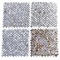 Autocollants muraux auto-adhésifs en forme d'éventail, motif mosaïque écaille de poisson tricotée, pour vêtements et articles de football, ignifuges