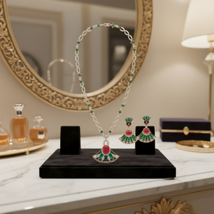 Perhiasan Set Lapis Emas Rose <span class=keywords><strong>Gold</strong></span> Mewah Grosir Desain Baru Gaya Liontin Kipas Populer <span class=keywords><strong>Dubai</strong></span> untuk Acara Hadiah - Product Image 5