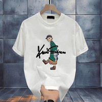 T-shirt décontracté pour homme 100% coton respirant et écologique, poids du tissu 230g, manches courtes, imprimé par transfert thermique, motif de dessin animé