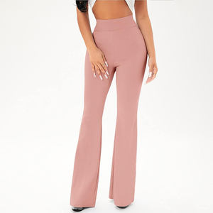 Pantalon évasé d'été taille haute pour femme, en toile imperméable et respirante, avec taille élastique, couleurs personnalisables - Product Image 4