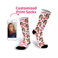 Chaussettes personnalisées en gros avec logo, imprimées sur toute la surface, chaussettes à impression numérique, chaussettes à sublimation