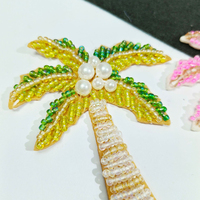 Patch brodé fait main en perles et sequins, motif palmier et cocotier, à coudre, pour la décoration de vestes, vêtements et sacs - Vente en gros