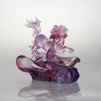 Statue d'animal Kirin en verre, Feng Shui chinois, sculpture de sagesse pour la décoration de la maison, design porte-bonheur, procédé de la cire perdue pour la famille