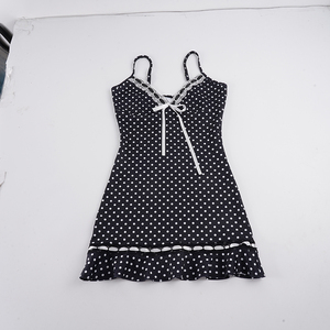 Vestido Mini Tipo Camisola con Estampado de Puntos, Estilo Y2K, Sexy, con Ribete de Encaje, Escote Pronunciado, Corte en A, para Mujer - Product Image 2