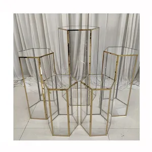 Hot selling dessert cake display table stands hexagon clear acrylic plinths acrylic cylinder