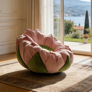 Sillón Individual Rosa Flor de Loto, Sillón de Terciopelo de Lujo con Forma de Pétalo, Cómodo Sillón Individual para Sala de Estar - Product Image 6