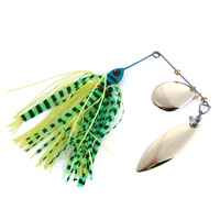 Leurre de pêche Spinnerbait 17,4 g pour la pêche au black-bass, double lame en forme de saule, leurres Spinner avec jupe, jig Spinner sans herbe pour la pêche au brochet en eau douce