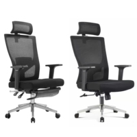 Chaise de bureau ergonomique moderne et réglable à dossier haut en maille avec repose-pieds pour se reposer, idéale pour le télétravail, structure en plastique