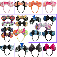 Dernier dessin animé Halloween souris oreilles bandeau pour filles paillettes 5 "arc bandeau Festival fête Cosplay bricolage cheveux accessoires