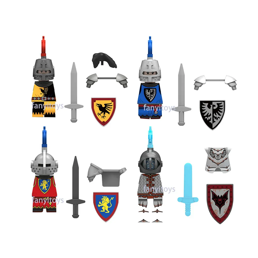 N805-808 Ворон черный ястреб Красный Лев Темный рыцарь средневековый рыцарь мини пластиковая сборка армейские фигурки строительные блоки детские игрушки
