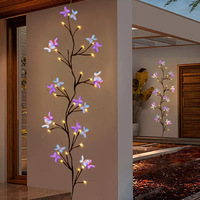 Lampe décorative LED en forme de cœur, motif feuille de vigne, papillon et fleur, avec télécommande à bouton, alimentation USB, IP55, pour extérieur