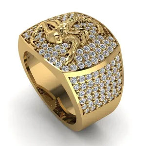 14K 18K Yellow Gold Pave Diamond Ring Fashion Crystal Jewelry Rings For Hip Hop Men Women