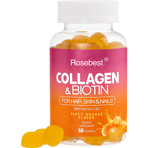 Gummies Rosebest Anti-Âge au Collagène Hydrolysé avec Biotine et Vitamines C et E pour la Croissance des Cheveux, l'Éclaircissement de la Peau et le Soutien des Ongles - Product Image 1