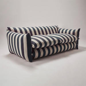 <span class=keywords><strong>Sofa</strong></span> gaya Amerika Single kursi berlengan Linen merah bergaris biru putih dengan motif Zebra untuk kursi panjang kain ruang tamu kecil - Product Image 4