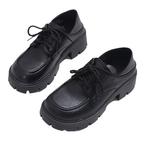 Spring Thick Sole Thick Heel Two-wear Half-drag for Women Casual Outwear Round Toe British Style Platform Shoes Flats - Product Image 5