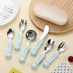 Ensemble de vaisselle mignon pour enfants, cuillère et fourchette en acier inoxydable 304, Kit de repas portable pour enfants de 2 à 4 ans - Product Image 2