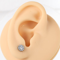 Vente en gros usine – Labret en titane ASTM F136 sans filetage, motif tournesol, dos plat, opale et zircone cubique pour piercing hélix et tragus