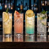 Premium Vintage Collins Glas Geprägter Cocktail Longdrink Tumbler für Whiskey Sprudelwasser Bar Großhandel Individuelles Logo