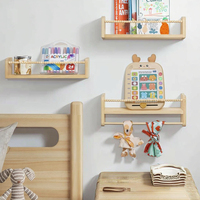Porte-serviettes mural flottant moderne en bois naturel sculpté à 3 niveaux pour chambre d'enfant, salle de bain, salon