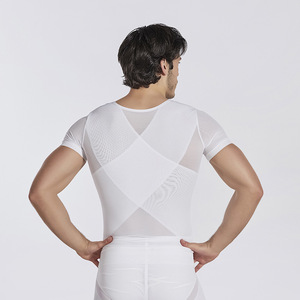 Camiseta de compresión para hombre, reductora de barriga, moldeadora de abdomen cruzado, invisible, con sujeción de <span class=keywords><strong>pecho</strong></span>, manga corta, moldeador corporal - Product Image 1