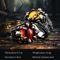 Nouvelle bague de pouce pour homme en acier inoxydable de haute qualité, style Viking, vintage, avec amulette œil de diable et griffe, ornée d'ambre