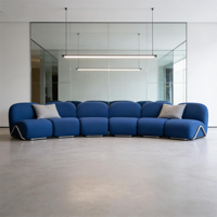 Canapé d'angle en tissu bleu royal, style moderne et créatif, pieds en acier inoxydable, disposition flexible, canapé de salon