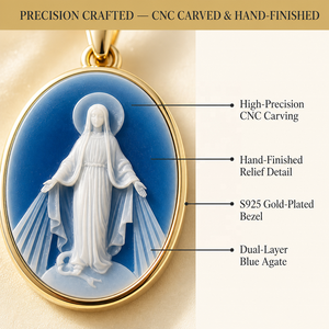 Bijou amulette personnalisé de la Vierge Marie catholique, médaillon de Guadalupe en <span class=keywords><strong>agate</strong></span>, pendentif religieux en argent sterling 925 - Product Image 3