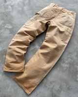 Jeans de charpentier en toile sergé de coton délavé en usine personnalisés pantalons de travail tactiques droits à double genou pour charpentier