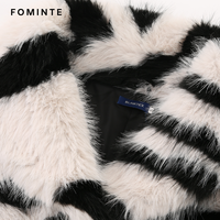 Manteau court en fausse fourrure à manches longues, motif zèbre, grande taille, chaud et coupe-vent, pour l'hiver, veste tendance et moelleuse pour femme