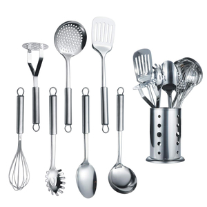Ensemble d'ustensiles de cuisine classiques en acier inoxydable de haute qualité avec poignées, kit d'ustensiles de cuisson durables pour la maison - Product Image 1