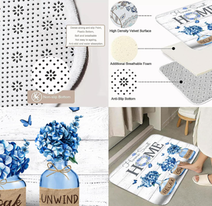 مجموعة ديكور الحمام الكوبية الزرقاء من 4 قطع 72 \ "X 72 \" مزرعة دش ريفي ستارة 12 خطافات سجادة إكسسوارات حمام منزلي حلو - Product Image 5