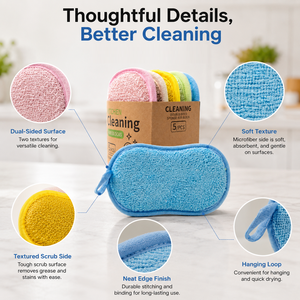 Éponge de nettoyage de cuisine double face en microfibre, douce et absorbante, pour la vaisselle, personnalisable OEM - Product Image 4