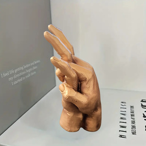 Statue <span class=keywords><strong>Doigts</strong></span> Entrelacés, Sculpture en Résine Mains Pliées Dorées pour Décoration Maison Bureau, Cadeau Anniversaire Mariage - Product Image 4