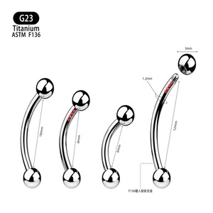 Barre de piercing incurvée en titane G23 avec extrémité sphérique, bijoux de corps unisexe, conforme à la norme ASTM F136 - Product Image 4