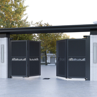 Porte coulissante automatique en alliage d'aluminium, porte d'entrée rétractable pour allée, télécommande pour jardin, villa