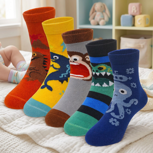 5 Pares de Calcetines de Dibujos Animados para Niños, Calcetines de Tobillo con Diseño Jacquard para Niños y Niñas - Product Image 1