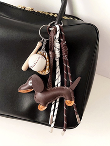 Ins kore örgülü halat anahtarlık kolye sevimli köpek deri çanta anahtarlığı kolye LWD - Product Image 6